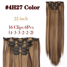 Load image into Gallery viewer, New Fashion 16 Clip In Hair Extension Long Straight Natural Black 6 Pcs/Set 16 Clips 22 Inch Synthetic Hair Piece Wigs For Black Women Cosplay Wigs For Women