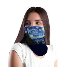Load image into Gallery viewer, New Fashion 3D Printed Oil Painting Art Neck Scarf Women Soft Face Bandana Sunflower Night Hijab Scarf Face Mask Reusable Washable Cloth Bandanas Women Men Neck Gaiter Cover Turban Multipurpose Balaclava Elastic UV Face Shields for Women