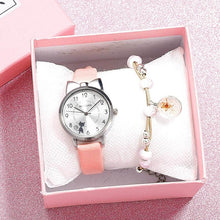 Load image into Gallery viewer, New Fashion Childrens Watch Analog Children Quartz Watch With Bracelet Set Little Cat Watch Kids Children Quartz Electronic Watch Unisex Wrist Leather Strap Watches