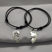 Load image into Gallery viewer, New Fashion Couple Bracelet For Boyfriend Girlfriend Gift Black Rope Heart Lover Bracelet Creative Heart-Shaped Magnetic Wishing Stone Pendant Necklace Lightweight Rope Bracelet Suitable For Anniversary And Holiday Gifts
