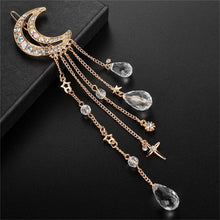 Load image into Gallery viewer, New Fashion Crystal Rhinestone Moon Tassel Hairpin Five-pointed Star Pendant Luxury Jewelry Crystal Side Clip Gorgeous Hair Accessories For Women