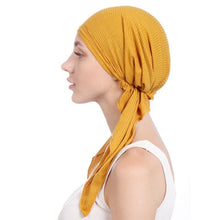 Load image into Gallery viewer, New Fashion Soft Cotton Solid Color Elastic Wrap Lightweight Scarf Hats Muslim Turban Elegant Bonnet Inner Hijab Hat Female Turbantes caps For Women