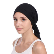 Load image into Gallery viewer, New Fashion Soft Cotton Solid Color Elastic Wrap Lightweight Scarf Hats Muslim Turban Elegant Bonnet Inner Hijab Hat Female Turbantes caps For Women
