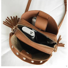Load image into Gallery viewer, New Fashionable Scrub Women Bucket Bag Vintage Tassel Messenger Bag High Quality Shoulder Bag Simple Crossbody Bag For Females