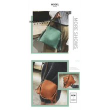 Load image into Gallery viewer, New Fashionable Scrub Women Bucket Bag Vintage Tassel Messenger Bag High Quality Shoulder Bag Simple Crossbody Bag For Females