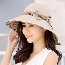 Load image into Gallery viewer, New Fashionable Women Sun Hat Summer Hat Foldable Ladies Wide Large Brim Floppy Folding Summer Beach Sun Hat Comfortable Cotton Cap Anti-UV Big Summer Biking Beach Hat Fashion Sun Hat