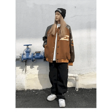 Load image into Gallery viewer, New Free Style Woman Jacket Hip Hop Furry Bone Patchwork Color Block Jackets Mens Streetwear Men Baseball Coats Unisex