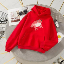 Load image into Gallery viewer, New Frog Sweatshirt Oversized Clothes Long Sleeve Hooded Hoodie For Girls Winter Hoodie With Pocket Pink Sweatshirts Hoodies for Women Teen Girls Cute Cartoon Frogs Casual Hooded Loose Long Sleeve Sweatshirt with Pocket