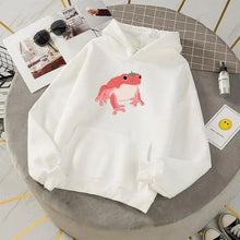 Load image into Gallery viewer, New Frog Sweatshirt Oversized Clothes Long Sleeve Hooded Hoodie For Girls Winter Hoodie With Pocket Pink Sweatshirts Hoodies for Women Teen Girls Cute Cartoon Frogs Casual Hooded Loose Long Sleeve Sweatshirt with Pocket