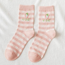 Load image into Gallery viewer, New Harajuku Style Kawaii Woman Socks Cotton Socks Novelty Socks with Strawberry and Flower Funny and Pink Socks Running And Climbing Socks For Men And Women