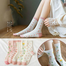 Load image into Gallery viewer, New Harajuku Style Kawaii Woman Socks Cotton Socks Novelty Socks with Strawberry and Flower Funny and Pink Socks Running And Climbing Socks For Men And Women