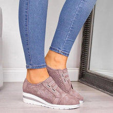Load image into Gallery viewer, New High Heel Casual Womens Sneakers Breathable Height Increasing Shoes Air Cushion Comfortable Sneakers Women's Vulcanize Leather Shoes Luxury Walking Women Outdoor Shoes