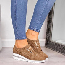 Load image into Gallery viewer, New High Heel Casual Womens Sneakers Breathable Height Increasing Shoes Air Cushion Comfortable Sneakers Women's Vulcanize Leather Shoes Luxury Walking Women Outdoor Shoes
