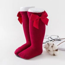 Load image into Gallery viewer, New Kids Socks Toddlers Girls Big Bow Knee High Quality Long Soft Autumn Winter 100% Cotton Lace Baby Tube Sock Baby Cotton Knee Socks Warm Big Bow Knot Baby Stockings Stylish Leg Warmer Soft Dance Socks