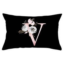 Load image into Gallery viewer, New Light Letter Flower Pillow Covers Alphabet Decorative Pillow Cases ABC Letter Flowers Cushion Covers Black Plush Pillow Case Super Soft Living Room Decorative Cushion Cover Elegant Soft Design 30x50cm