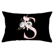 Load image into Gallery viewer, New Light Letter Flower Pillow Covers Alphabet Decorative Pillow Cases ABC Letter Flowers Cushion Covers Black Plush Pillow Case Super Soft Living Room Decorative Cushion Cover Elegant Soft Design 30x50cm