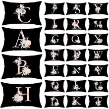 Load image into Gallery viewer, New Light Letter Flower Pillow Covers Alphabet Decorative Pillow Cases ABC Letter Flowers Cushion Covers Black Plush Pillow Case Super Soft Living Room Decorative Cushion Cover Elegant Soft Design 30x50cm