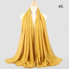 Load image into Gallery viewer, New Luxurious Gold Chiffon Head Scarf Solid Soft Long Muslim Scarves For Women Hijab Musulman Female Shawl and Wrap