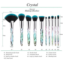 Load image into Gallery viewer, New Luxury Cosmic Color New Luxury Crystal Makeup Brushes Powder Foundation Eyeshadow Eyebrow Cosmetics for Face Fan Make Up Brush Set
