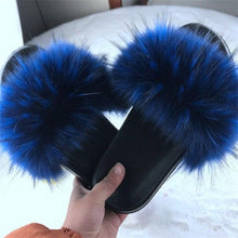 Load image into Gallery viewer, New Luxury Fluffy Slippers Indoor Warm Furry Fur Flip Flops Women Amazing Plush Slides Shoes Warm Comfortable Fuzzy Furry Slippers Indoor Cozy Memory Foam Anti-Slip Flip Flops