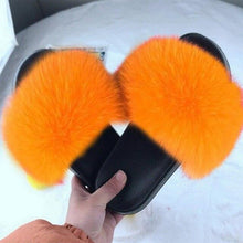Load image into Gallery viewer, New Luxury Fluffy Slippers Indoor Warm Furry Fur Flip Flops Women Amazing Plush Slides Shoes Warm Comfortable Fuzzy Furry Slippers Indoor Cozy Memory Foam Anti-Slip Flip Flops