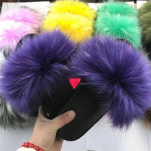 Load image into Gallery viewer, New Luxury Fluffy Slippers Indoor Warm Furry Fur Flip Flops Women Amazing Plush Slides Shoes Warm Comfortable Fuzzy Furry Slippers Indoor Cozy Memory Foam Anti-Slip Flip Flops