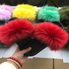 Load image into Gallery viewer, New Luxury Fluffy Slippers Indoor Warm Furry Fur Flip Flops Women Amazing Plush Slides Shoes Warm Comfortable Fuzzy Furry Slippers Indoor Cozy Memory Foam Anti-Slip Flip Flops