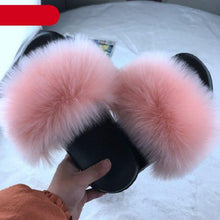 Load image into Gallery viewer, New Luxury Fluffy Slippers Indoor Warm Furry Fur Flip Flops Women Amazing Plush Slides Shoes Warm Comfortable Fuzzy Furry Slippers Indoor Cozy Memory Foam Anti-Slip Flip Flops