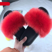 Load image into Gallery viewer, New Luxury Fluffy Slippers Indoor Warm Furry Fur Flip Flops Women Amazing Plush Slides Shoes Warm Comfortable Fuzzy Furry Slippers Indoor Cozy Memory Foam Anti-Slip Flip Flops