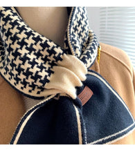 Load image into Gallery viewer, New Luxury Winter Long Plaid Brand Knitted Lightweight Neckerchief Collar Scarf Elegant Escharpe Scarf Skinny Small Scarf Female Neckerchief Scarf For Women