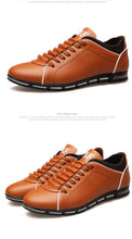 Load image into Gallery viewer, New Mens Leather Casual Sneakers Fashion Solid Leather Shoes Business Sport Flat Round Toe Fashion Sneakers Dress Shoes For Men Walking Business Office Driving Comfort Loafers