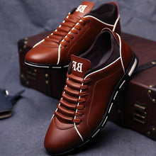 Load image into Gallery viewer, New Mens Leather Casual Sneakers Fashion Solid Leather Shoes Business Sport Flat Round Toe Fashion Sneakers Dress Shoes For Men Walking Business Office Driving Comfort Loafers