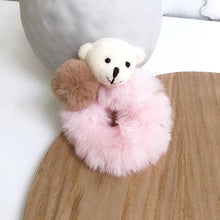 Load image into Gallery viewer, New Mink Fur Hair Rope Scrunchie Women Accessory Flurry Headband Hair Ties Elastic Fashion Hair Ring Women's Wristband Scrunchie Hairband Pom Pom Hair Tie Ring