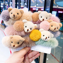 Load image into Gallery viewer, New Mink Fur Hair Rope Scrunchie Women Accessory Flurry Headband Hair Ties Elastic Fashion Hair Ring Women's Wristband Scrunchie Hairband Pom Pom Hair Tie Ring
