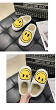 Load image into Gallery viewer, New Pink Smiley Face Slippers Women Smile Slippers Happy Face Slippers Retro Smiley Face Soft Plush Comfy Warm Slip-on Slippers Fluffy Fur Lined Mens Cute Home Sandals Winter Indoor House Slippers