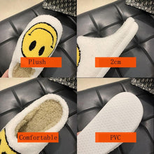 Load image into Gallery viewer, New Pink Smiley Face Slippers Women Smile Slippers Happy Face Slippers Retro Smiley Face Soft Plush Comfy Warm Slip-on Slippers Fluffy Fur Lined Mens Cute Home Sandals Winter Indoor House Slippers
