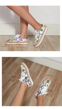 Load image into Gallery viewer, New Popular Womens Shoes Colorful Beautiful Flower Printing Shoes Lace-up Flat Women's Casual Womens Sneakers High-Quality Women's White Sports Casual Couple Shoes Summer Trainers Walking Sneakers
