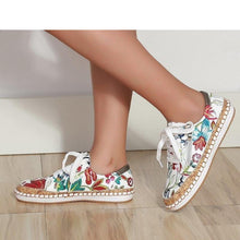 Load image into Gallery viewer, New Popular Womens Shoes Colorful Beautiful Flower Printing Shoes Lace-up Flat Women's Casual Womens Sneakers High-Quality Women's White Sports Casual Couple Shoes Summer Trainers Walking Sneakers
