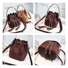 Load image into Gallery viewer, New Sizzling Mini Crossbody Handbags Cute Bucket Bag Organizer Small Tassel PU Leather Womens Shoulder Messenger Bags