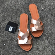 Load image into Gallery viewer, New Slides Women Summer Slippers Outdoor Summer Beach Shoes Fashion Slip-On Woman Slippers Leather Sandals Women's Flip Flops Leather Slide Beach Pool Slipper Sandals