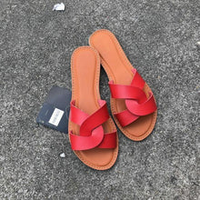 Load image into Gallery viewer, New Slides Women Summer Slippers Outdoor Summer Beach Shoes Fashion Slip-On Woman Slippers Leather Sandals Women's Flip Flops Leather Slide Beach Pool Slipper Sandals