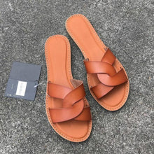 Load image into Gallery viewer, New Slides Women Summer Slippers Outdoor Summer Beach Shoes Fashion Slip-On Woman Slippers Leather Sandals Women's Flip Flops Leather Slide Beach Pool Slipper Sandals