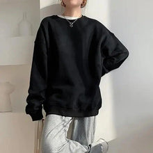 Load image into Gallery viewer, New Spring Fleece Thick Sweatshirt Vintage Solid Warm O Neck Pullover Grey Brown Lady New All-Match Hooded Autumn Women Pullover Round Neck Large Size Loose Long Sleeve Sweatshirt