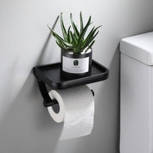 Load image into Gallery viewer, NEW Stainless Steel Toilet Paper Holder BathroomPaper Phone Holder Shelf Towel Roll shelf Accessories Toilet Paper Holder with Phone Shelf Aluminum Bathroom Accessories Tissue Roll Dispenser Storage Rack Wall Mounted Modern Paper Towel Adapter