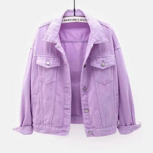 Load image into Gallery viewer, New Stunning Women's Plus Size Denim Jacket Spring Autumn Short Coat Pink Jean Jackets Casual Tops Purple Yellow White Loose Outerwear