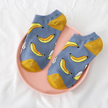 Load image into Gallery viewer, Solid Color Avocado Printed Socks Casual Joker Cotton Short Socks Ladies Fruit Print Concise College Style Breathable Cotton Short Socks For Men And Women