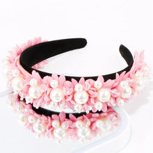 Load image into Gallery viewer, Flower Pearl Headbands Crystal Beads Embellishment Wide Hairbands Women Wedding Party Crown Tiara Gorgeous Hair Accessories For Women