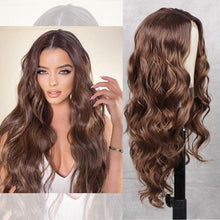 Load image into Gallery viewer, Long Body Wave Black Wig Synthetic Wigs for Black Women Middle Part Brown Red Pink Purple Cosplay Hair Wigs For Black Women Cosplay Wigs For Women