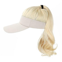Load image into Gallery viewer, Ponytail Extension Cap hair Synthetic Wig Curly Wavy Wigs with Visor Hat hair Wigs for Women Hat Baseball Wigs For Black Women Cosplay Wigs For Women