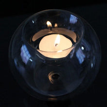 Load image into Gallery viewer, Round Hollow Glass Candle Tea light Holder Candlestick Home Decorations for Dinner Table Wedding Candle Holder Wedding Candlestick Fine Transparent Crystal Glass Candlestick Dining Home Decor